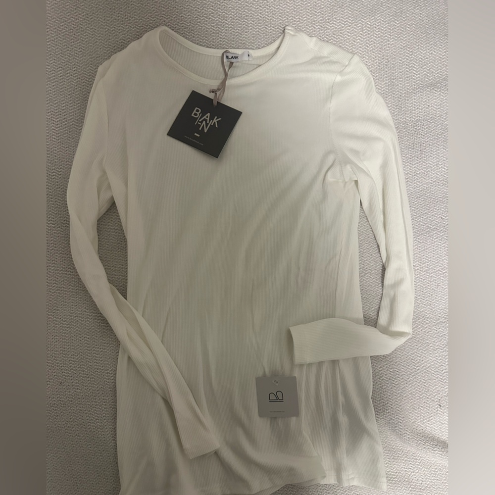 Dress blank white ribbed long sleeve t-shirt